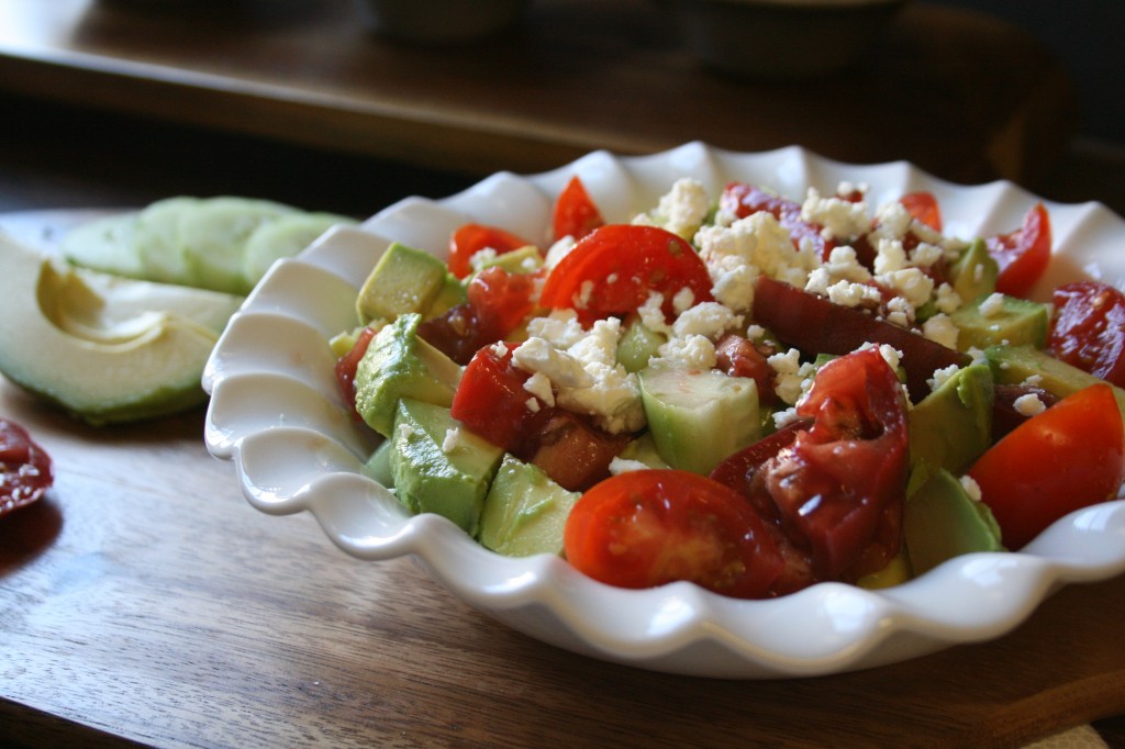 Simple Cucumber, Tomato, Avocado Salad