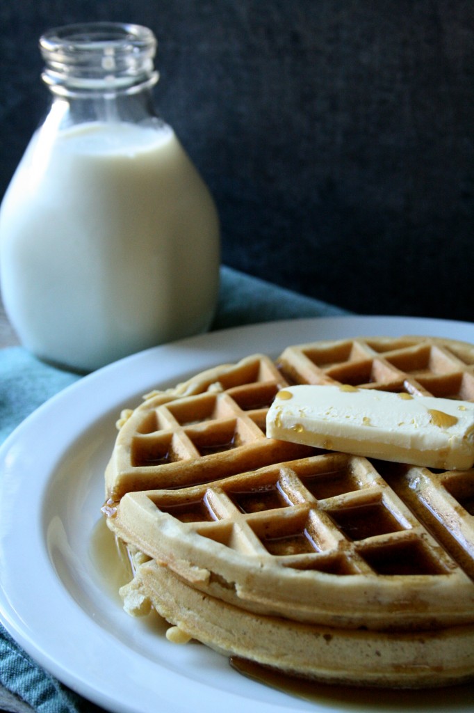 Waffles made with nutritious einkorn flour which are so light and fluffy they remind me of clouds!