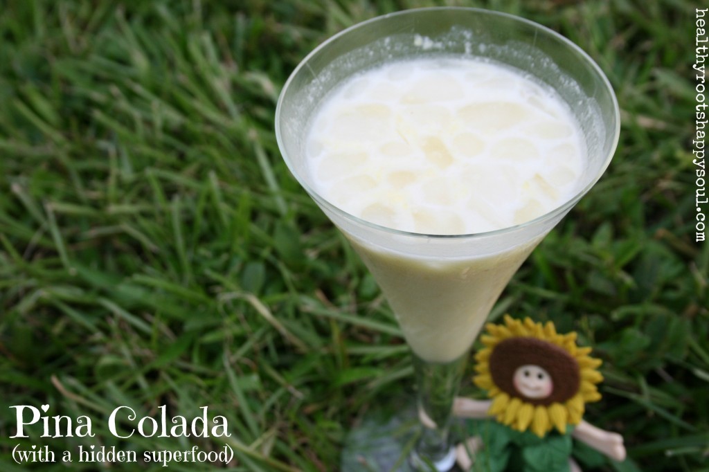 Pina colada popsicle with a banana twist. Plus, save a little extra to make an adult drink with!