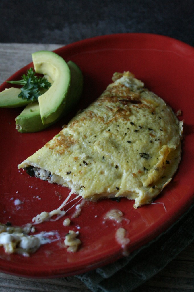Simple ham & cheese omelet  cooked in basil butter (4)