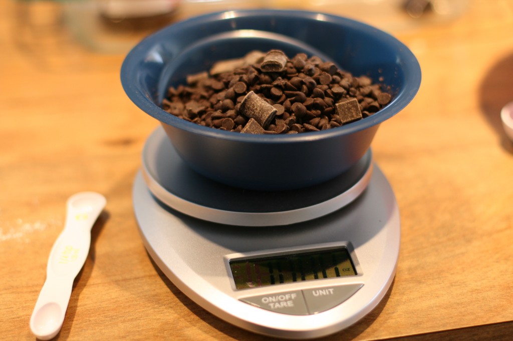 Weighing soy-free chocolate chips