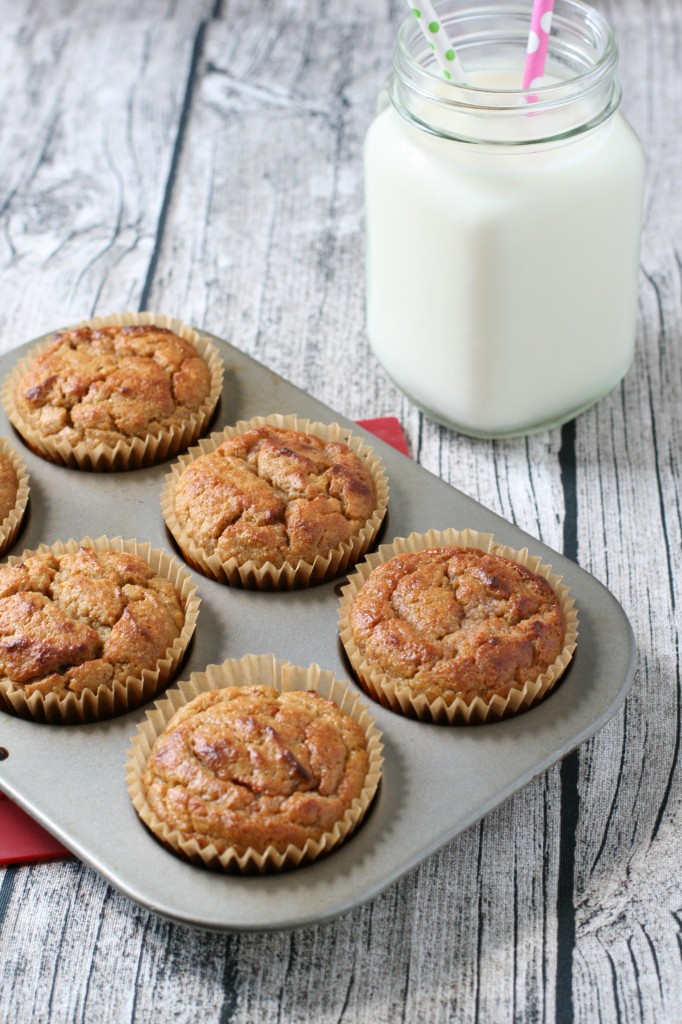 Grain-free banana muffins naturally sweetened with honey & maple syrup with hints of banana and vanilla. 