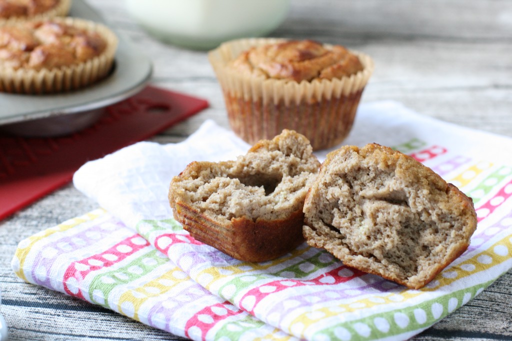 Grain-free banana muffins naturally sweetened with honey & maple syrup with hints of banana and vanilla. 