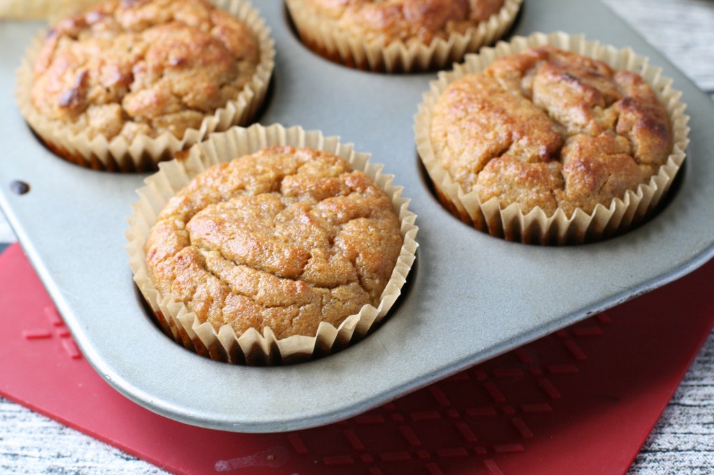 Grain-free banana muffins naturally sweetened with honey & maple syrup with hints of banana and vanilla. 