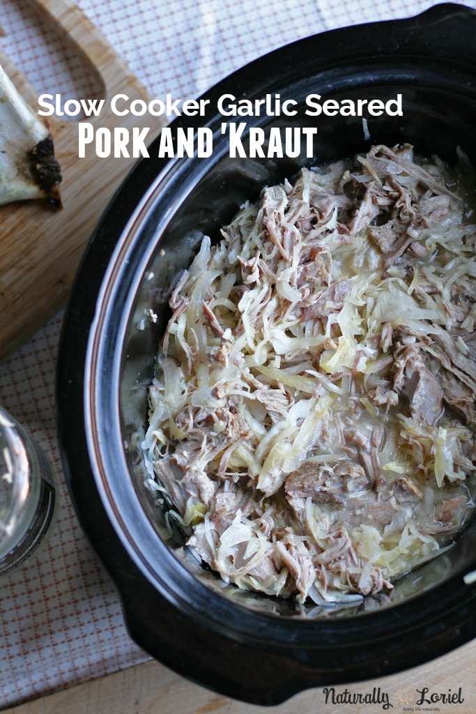 Break out the slow cooker! This garlic seared pork and kraut recipe is seriously one that will please the whole family. Plus, it's rich with probiotics!