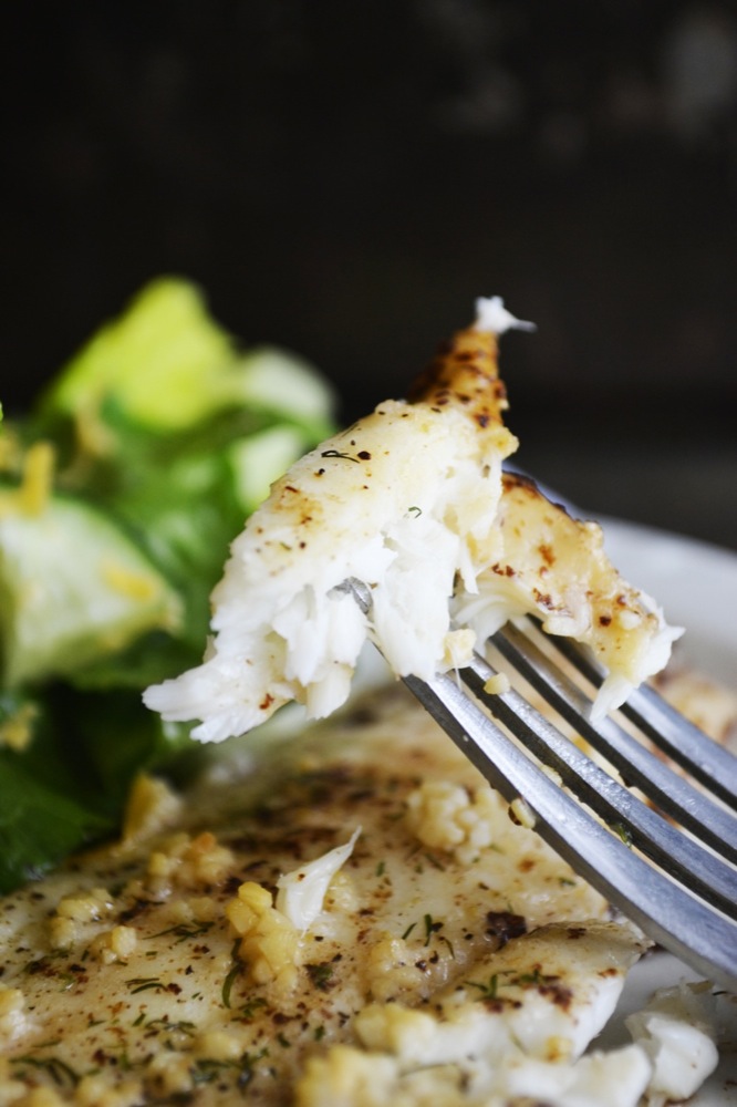 What is the perfect baked flounder recipe? Aromatic garlic, mild dill, and sweet browned butter. Yep -- perfect, tasty, AND easy. 