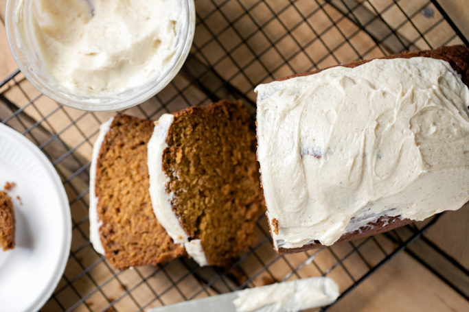 Pumpkin Einkorn Bread (or Muffins) with Spiced Cream Cheese Frosting